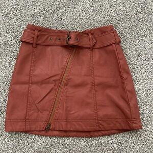 Free people rust red leather skirt.